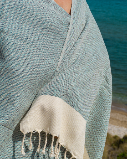 MANOLIA Beach Towel, Turkish Bath Hammam Towel, Spa & Sauna Towel - Turquoise-1