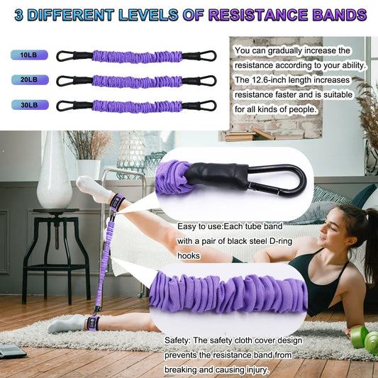 Leg & Glute Ankle Resistance Bands with Cuffs - 60LB Set of 3