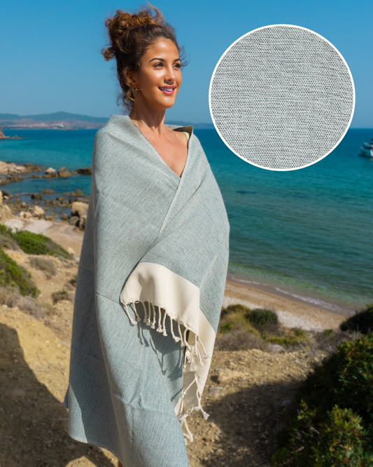 MANOLIA Beach Towel, Turkish Bath Hammam Towel, Spa & Sauna Towel - Turquoise-0