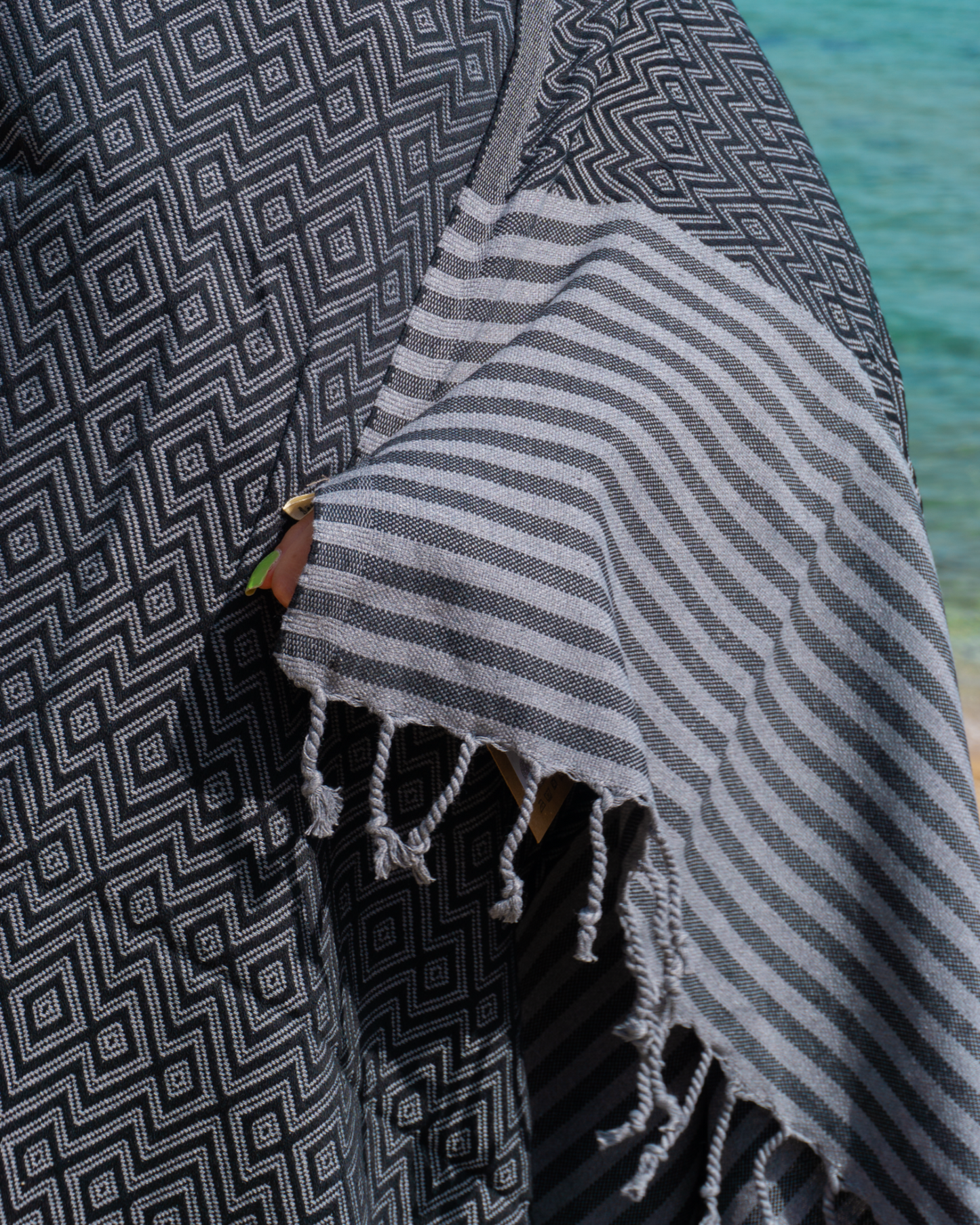 SAHARA Hammam Beach Towel, Spa Sauna Towel - Black-1