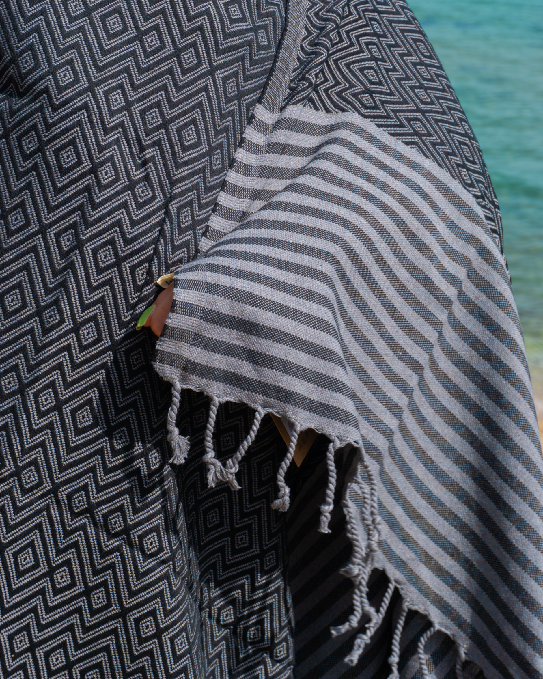 SAHARA Hammam Beach Towel, Spa Sauna Towel - Black-1