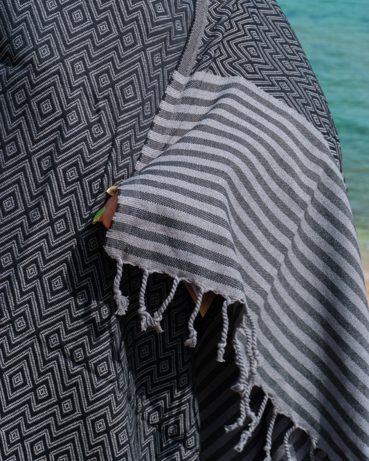 SAHARA Hammam Beach Towel, Spa Sauna Towel - Black-1