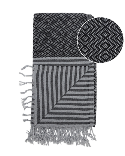 SAHARA Hammam Beach Towel, Spa Sauna Towel - Black-2