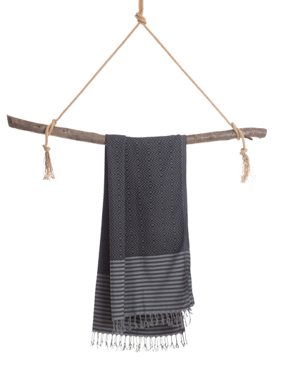 SAHARA Hammam Beach Towel, Spa Sauna Towel - Black-3